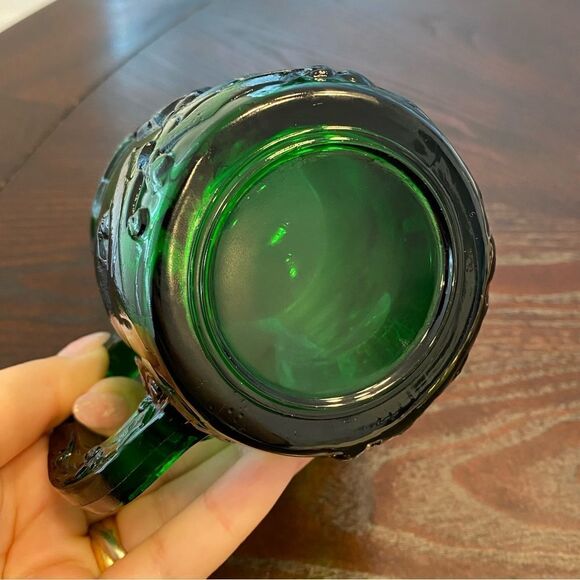 Vintage Emerald Green Glass Santa Mug Arcoroc France - Picture 5 of 5